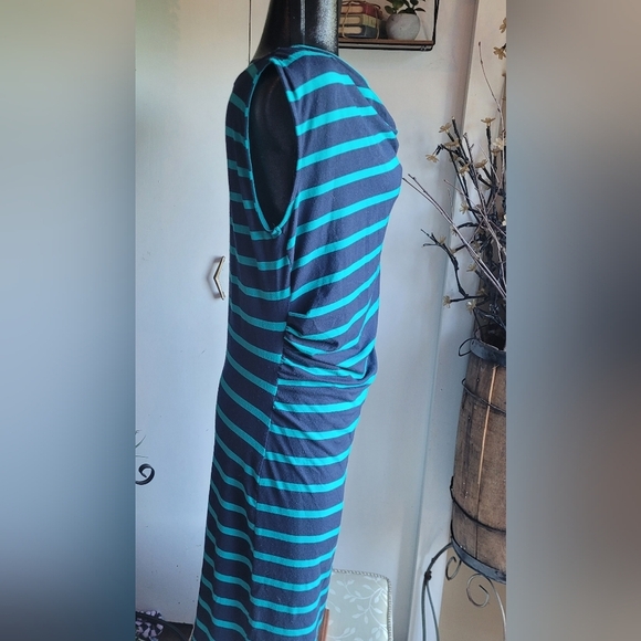 Pure Alfred Sung Green and Blue Striped Dress L - Picture 4 of 6
